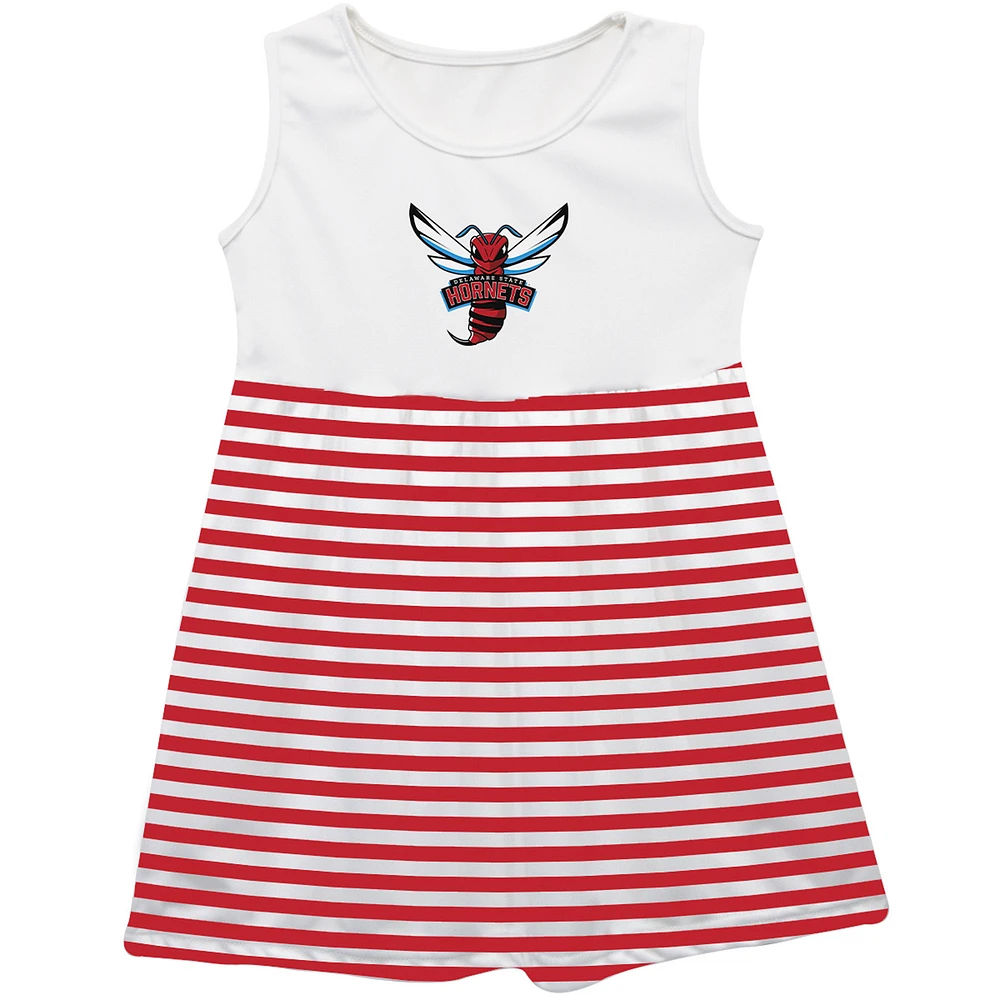 Girls Infant Vive La Fete Red Delaware State Hornets Striped Tank Top Dress