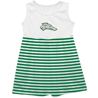 Girls Infant Vive La Fete Green Eastern New Mexico Greyhounds Striped Tank Top Dress