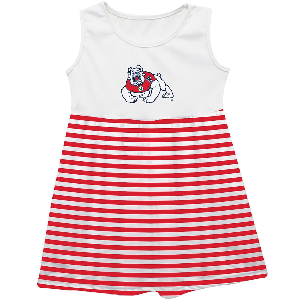 Girls Infant Vive La Fete Red Fresno State Bulldogs Striped Tank Top Dress
