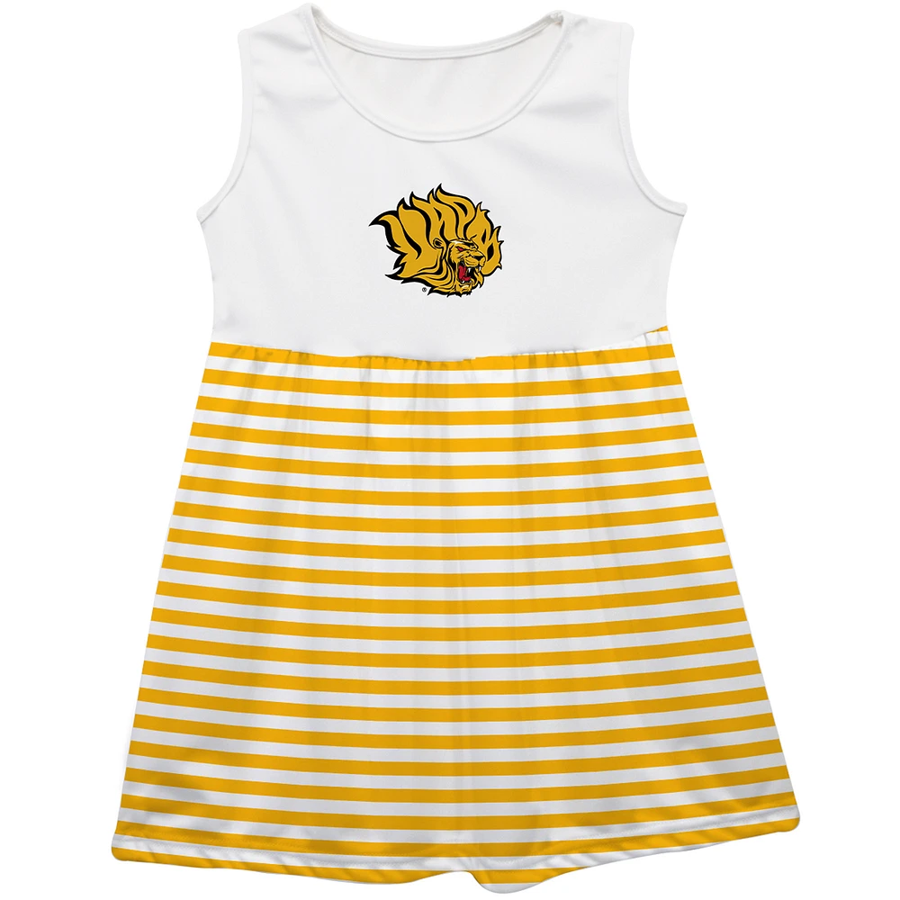 Girls Infant Vive La Fete Gold Arkansas Pine Bluff Golden Lions Striped Tank Top Dress