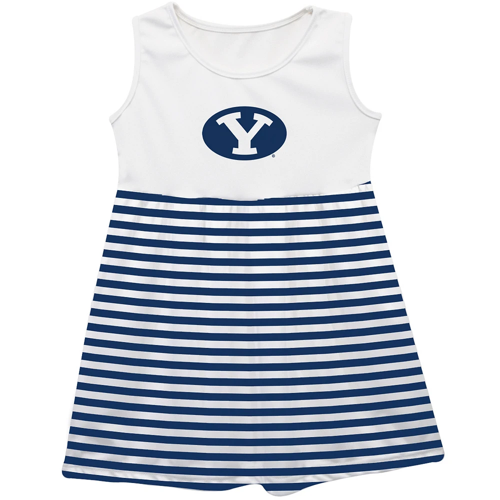 Girls Infant Vive La Fete Navy BYU Cougars Striped Tank Top Dress