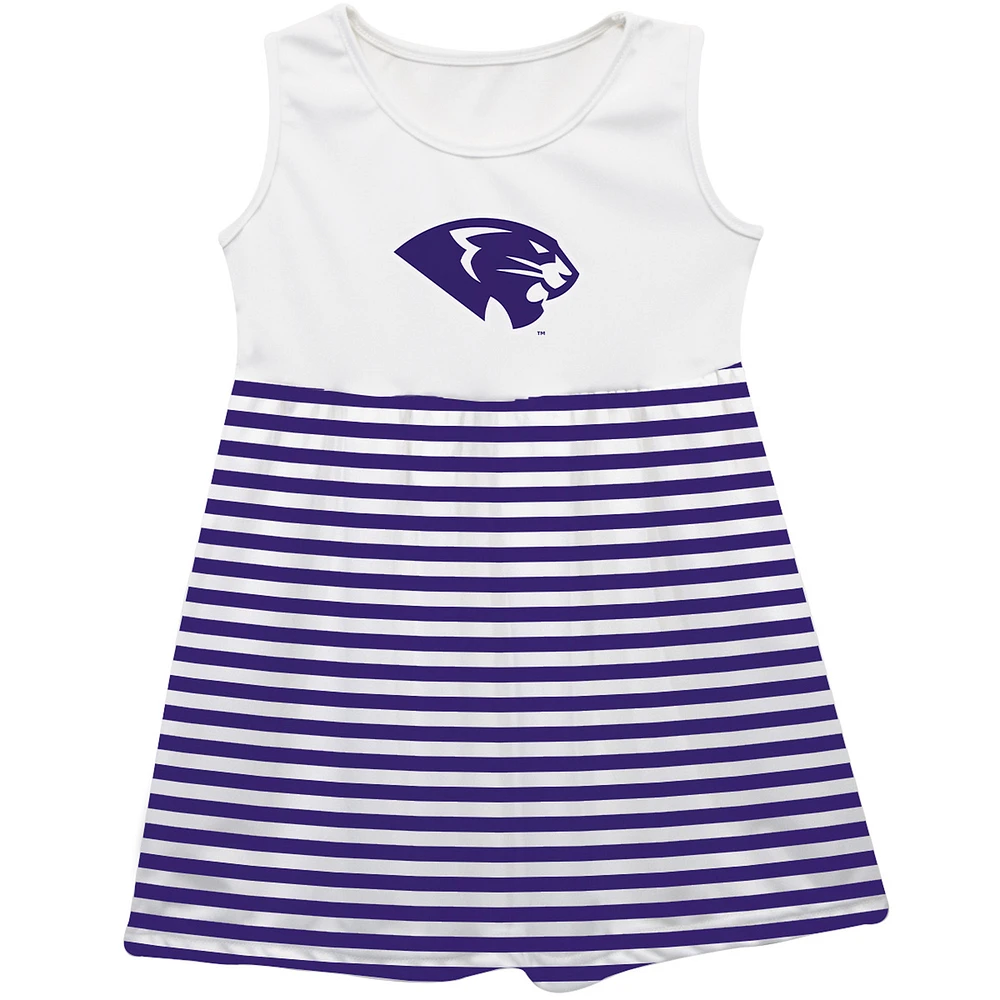 Girls Infant Vive La Fete Purple High Point Panthers Striped Tank Top Dress