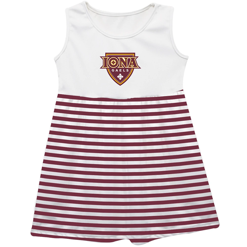 Girls Infant Vive La Fete Maroon Iona University Gaels Striped Tank Top Dress