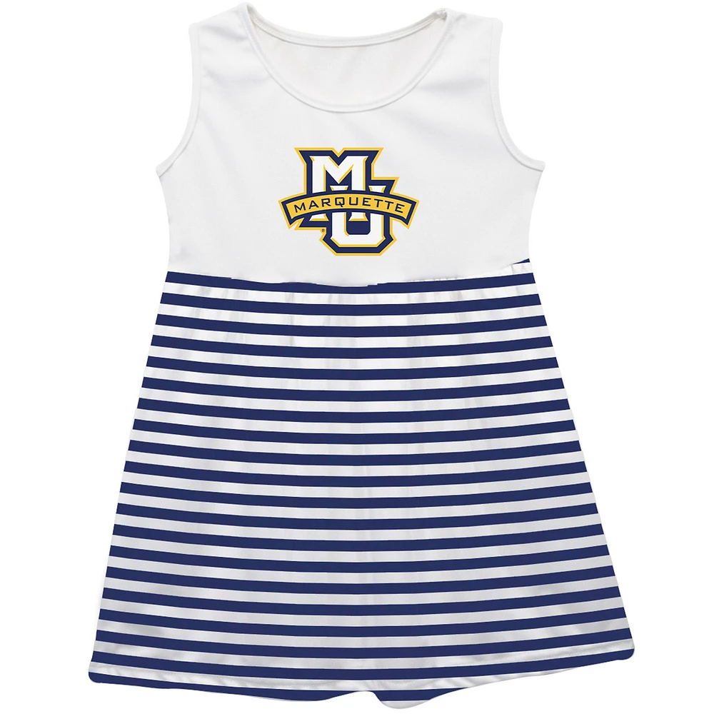 Girls Infant Vive La Fete Blue Marquette Golden Eagles Striped Tank Top Dress