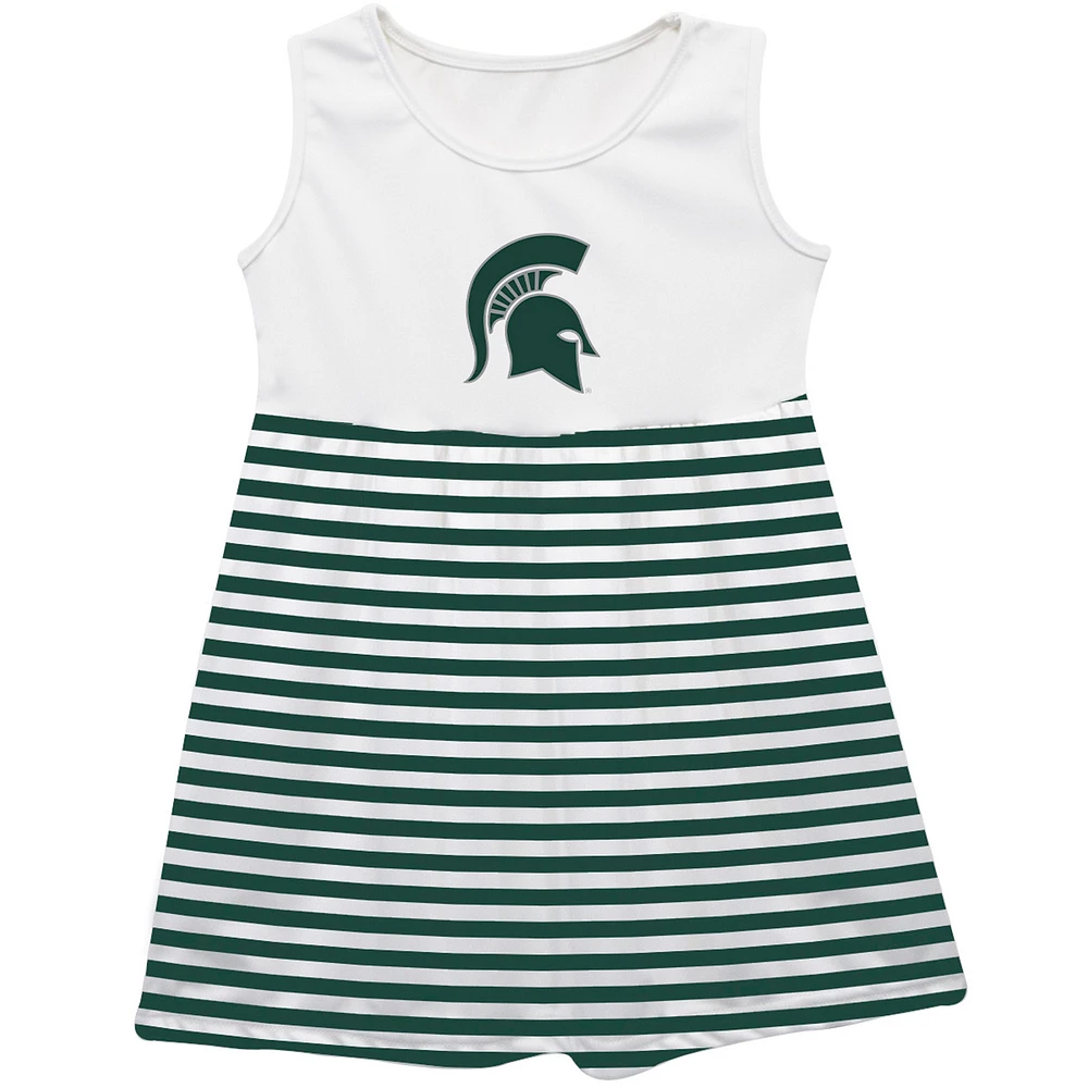 Girls Infant Vive La Fete Green Michigan State Spartans Striped Tank Top Dress
