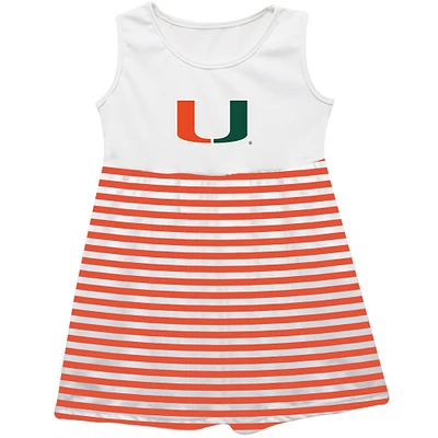 Girls Infant Vive La Fete  Orange Miami Hurricanes Striped Tank Top Dress