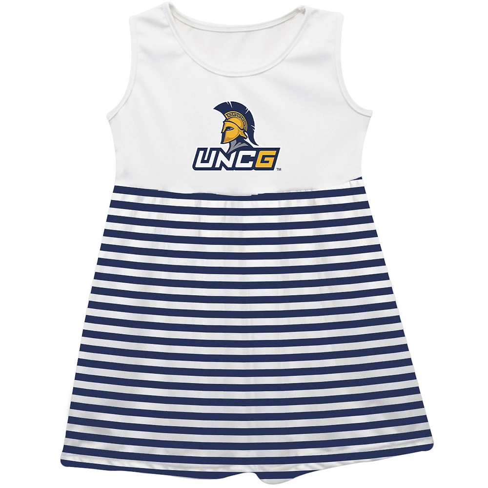 Girls Infant Vive La Fete Navy UNCG Spartans Striped Tank Top Dress