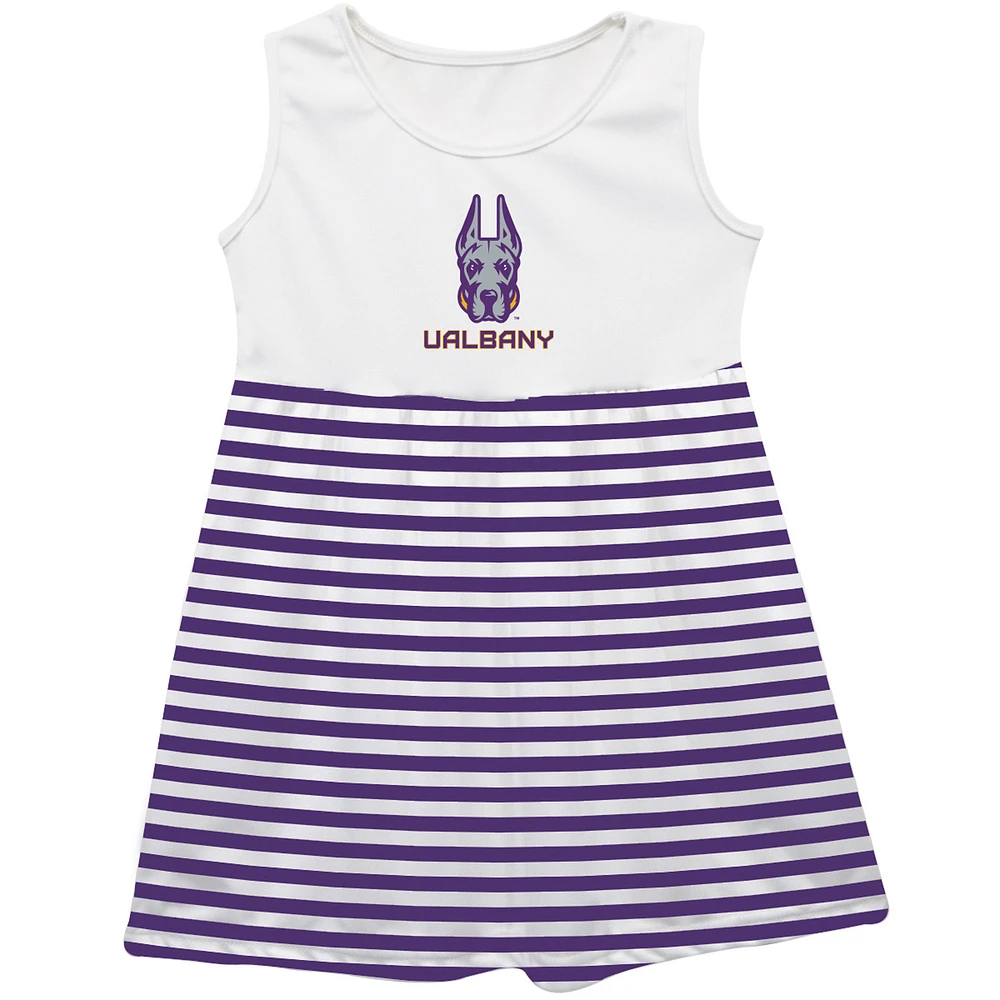 Girls Infant Vive La Fete Purple UAlbany Great Danes Striped Tank Top Dress