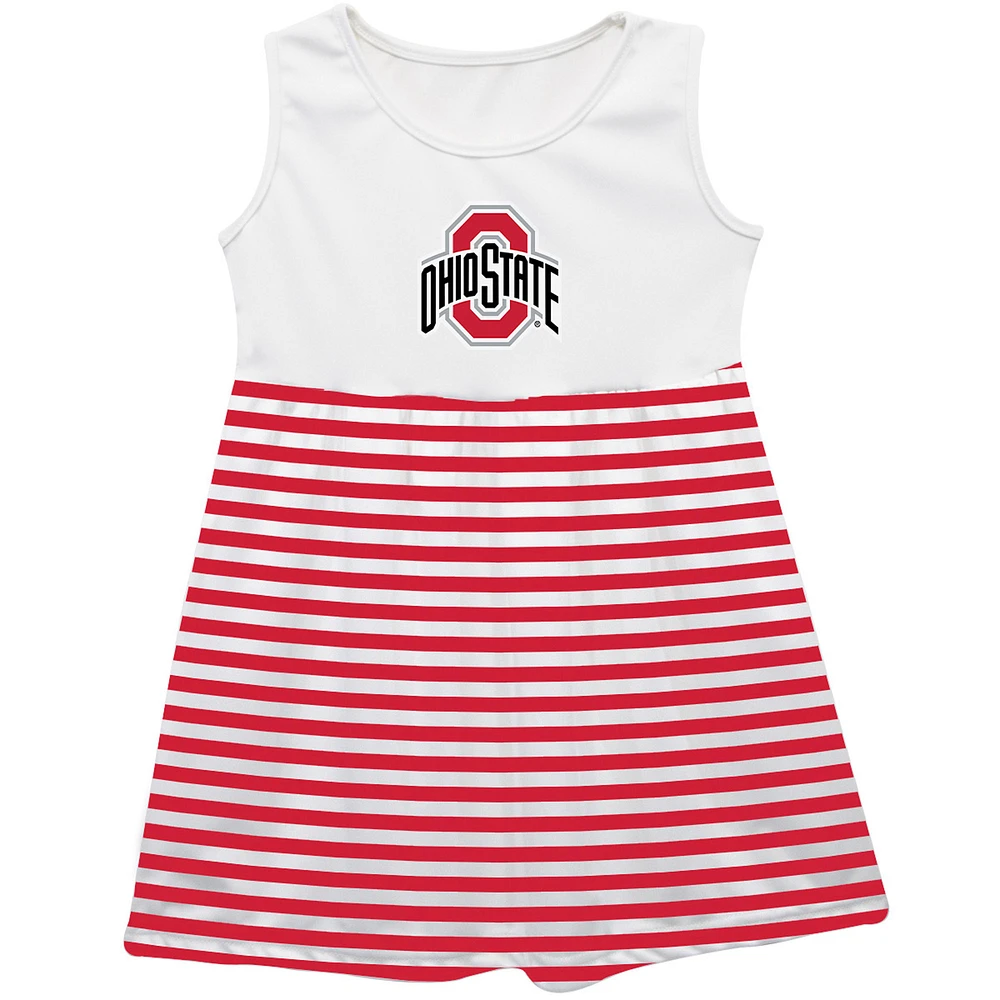Girls Infant Vive La Fete Scarlet Ohio State Buckeyes Striped Tank Top Dress