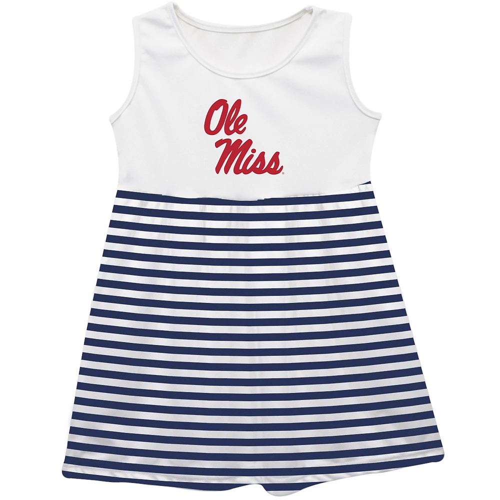 Girls Infant Vive La Fete Navy Ole Miss Rebels Striped Tank Top Dress