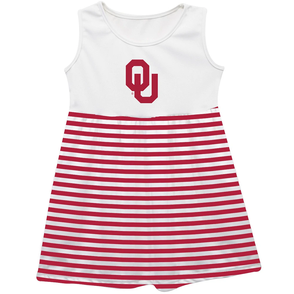 Girls Infant Vive La Fete Crimson Oklahoma Sooners Striped Tank Top Dress
