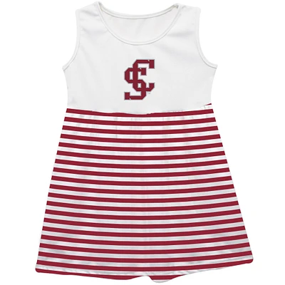 Girls Infant Vive La Fete  Maroon Santa Clara Broncos Striped Tank Top Dress