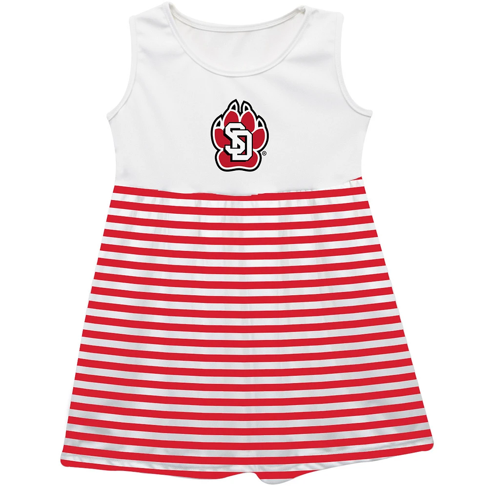 Girls Infant Vive La Fete Red South Dakota Coyotes Striped Tank Top Dress