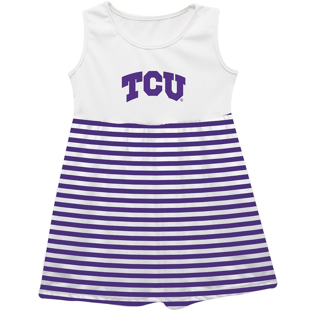 Girls Infant Vive La Fete Purple TCU Horned Frogs Striped Tank Top Dress