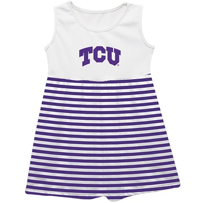 Girls Infant Vive La Fete  Purple TCU Horned Frogs Striped Tank Top Dress