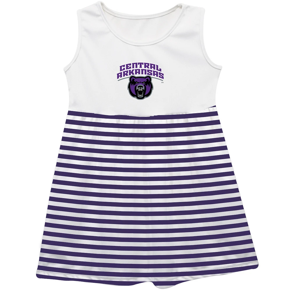 Girls Infant Vive La Fete Purple Central Arkansas Bears Striped Tank Top Dress