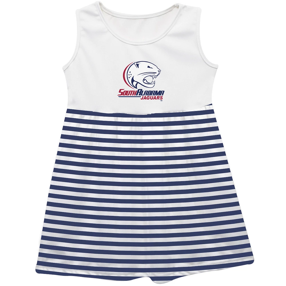 Girls Infant Vive La Fete Navy South Alabama Jaguars Striped Tank Top Dress
