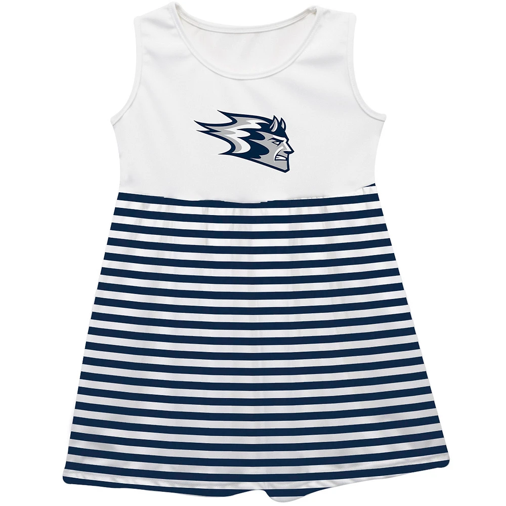 Girls Infant Vive La Fete Blue Wisconsin Stout Devils Striped Tank Top Dress