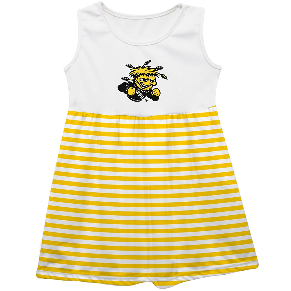 Girls Infant Vive La Fete Yellow Wichita State Shockers Striped Tank Top Dress