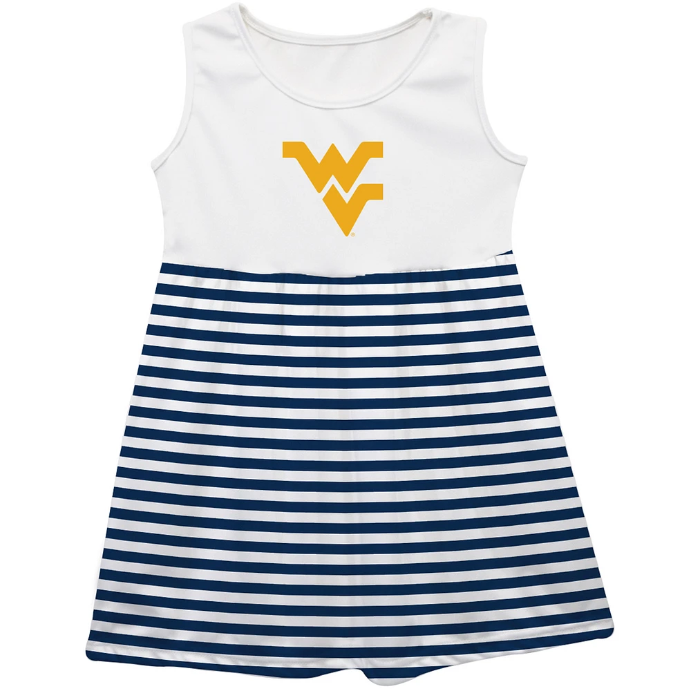 Girls Infant Vive La Fete Navy West Virginia Mountaineers Striped Tank Top Dress