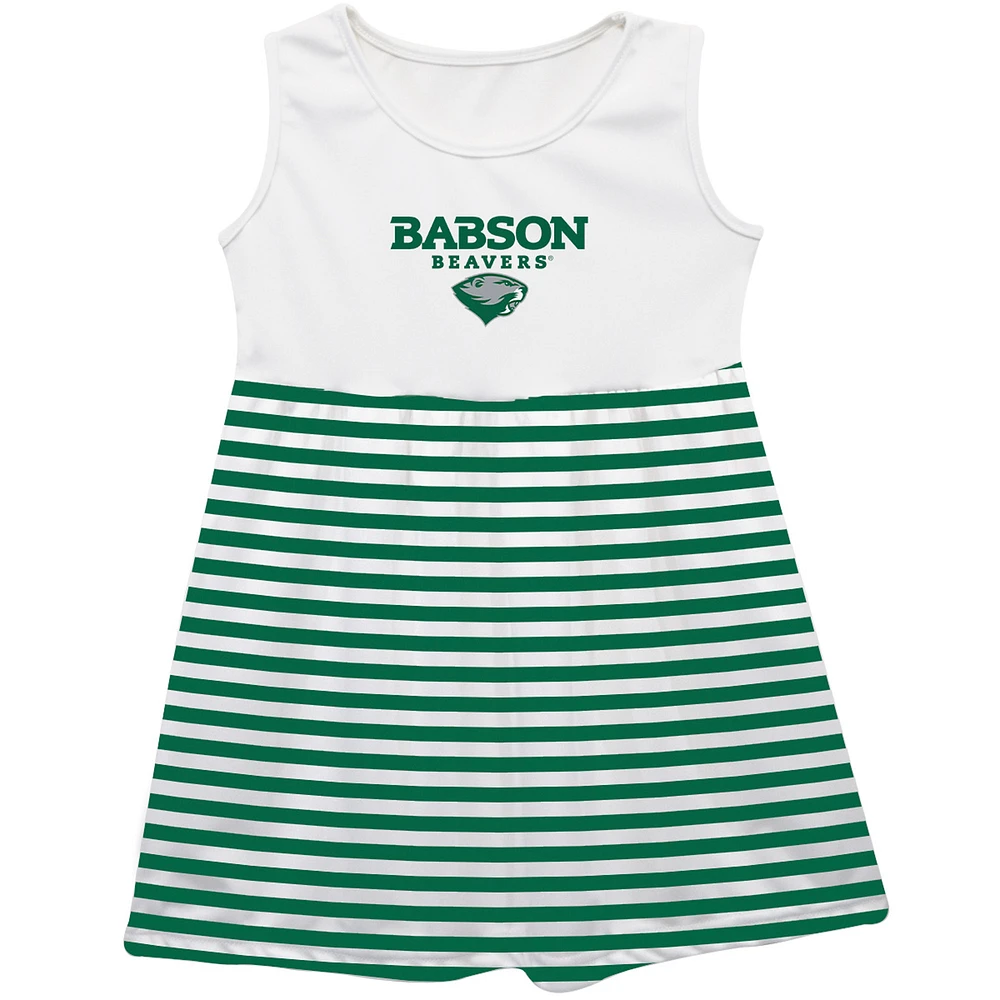Girls Toddler Vive La Fete Green Babson Beavers Striped Tank Top Dress