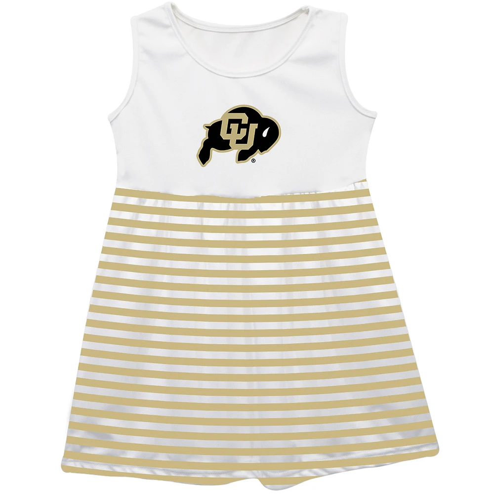 Girls Toddler Vive La Fete Gold Colorado Buffaloes Striped Tank Top Dress
