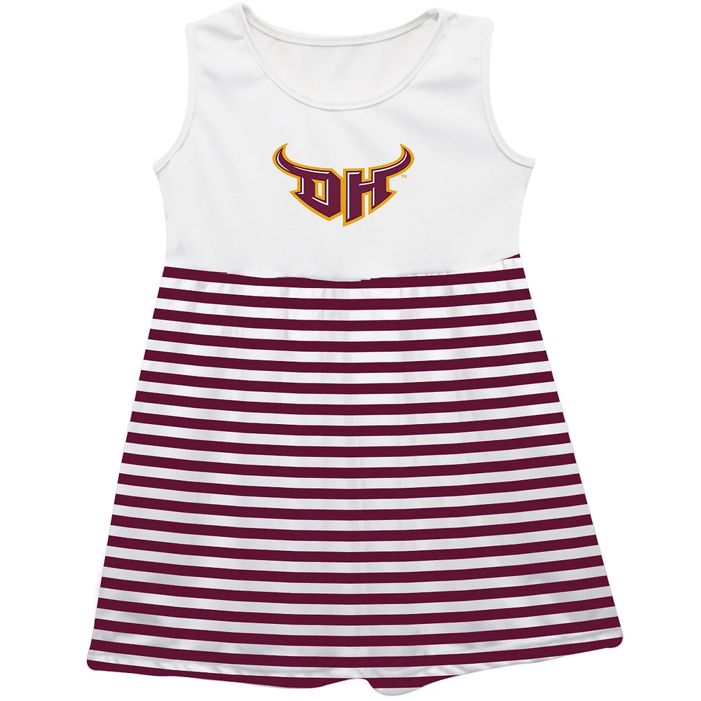 Girls Toddler Vive La Fete Maroon Cal State Dominguez Hills Toros Striped Tank Top Dress