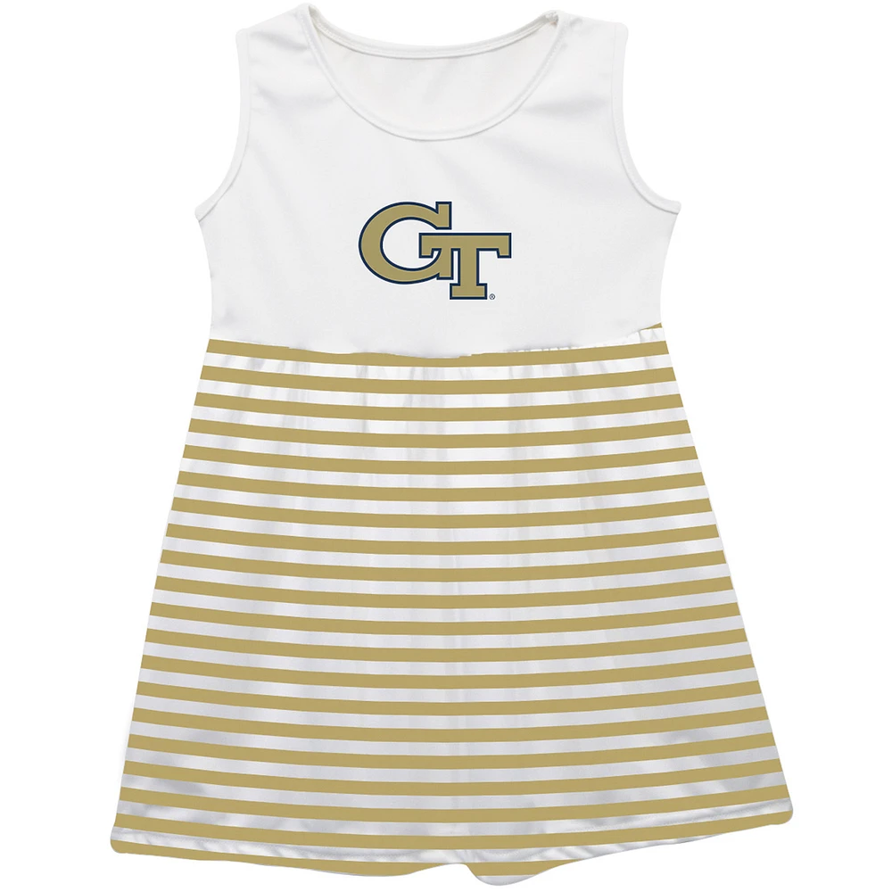 Girls Toddler Vive La Fete Gold Georgia Tech Yellow Jackets Striped Tank Top Dress