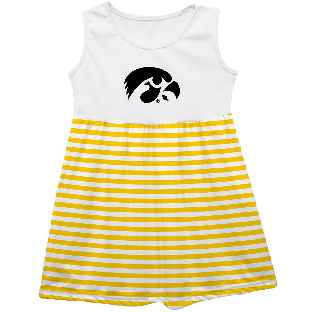Girls Toddler Vive La Fete Gold Iowa Hawkeyes Striped Tank Top Dress