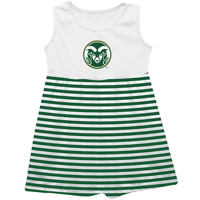 Girls Toddler Vive La Fete Green Colorado State Rams Striped Tank Top Dress