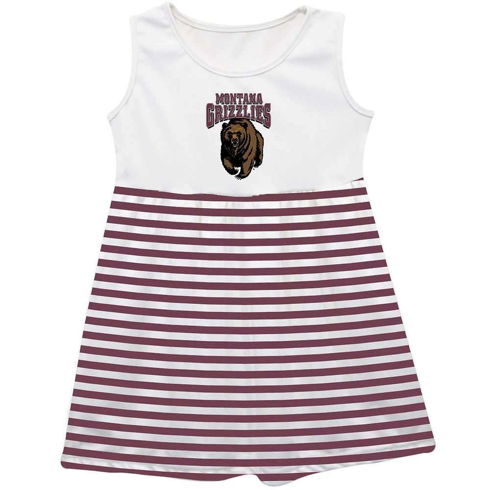 Girls Toddler Vive La Fete Maroon Montana Grizzlies Striped Tank Top Dress