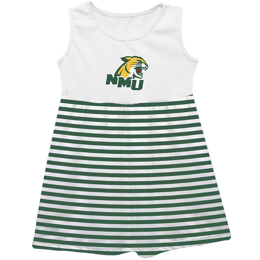 Girls Toddler Vive La Fete Green Northern Michigan Wildcats Striped Tank Top Dress