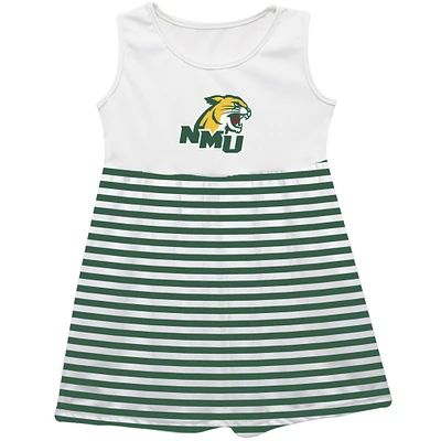Girls Toddler Vive La Fete  Green Northern Michigan Wildcats Striped Tank Top Dress