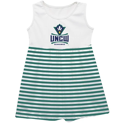 Girls Toddler Vive La Fete  Green UNC Wilmington Seahawks Striped Tank Top Dress