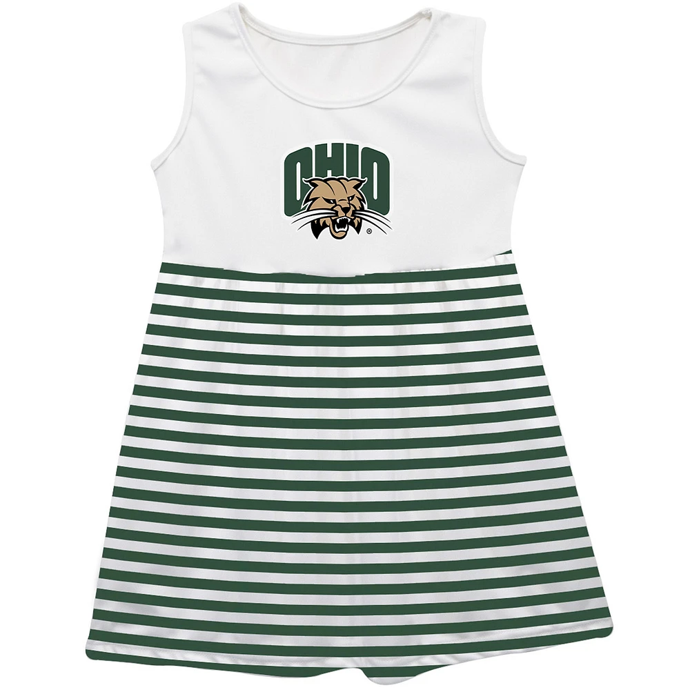 Girls Toddler Vive La Fete Green Ohio Bobcats Striped Tank Top Dress