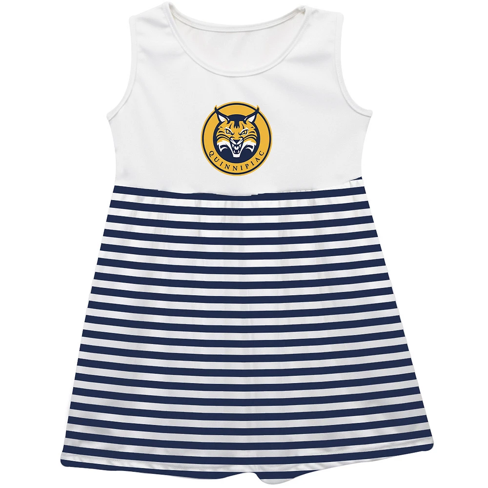 Girls Toddler Vive La Fete Navy Quinnipiac Bobcats Striped Tank Top Dress