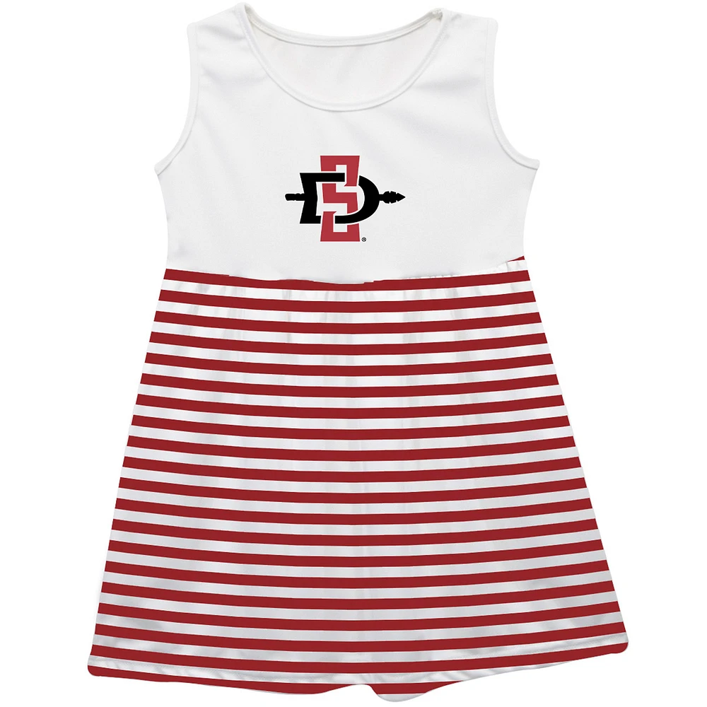 Girls Toddler Vive La Fete Cardinal San Diego State Aztecs Striped Tank Top Dress