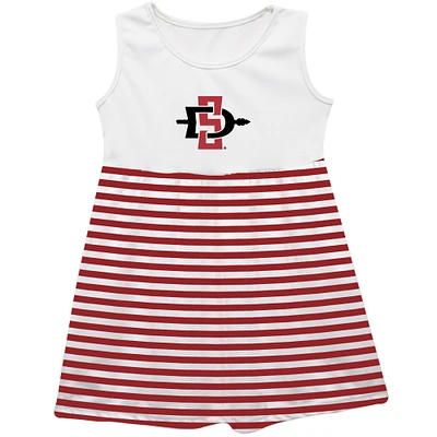 Girls Toddler Vive La Fete Cardinal San Diego State Aztecs Striped Tank Top Dress