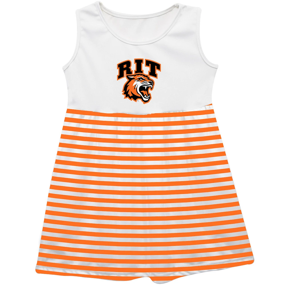 Girls Toddler Vive La Fete Orange Rochester Institute of Technology Tigers Striped Tank Top Dress