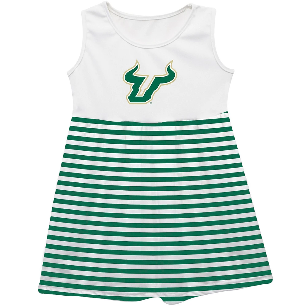 Girls Toddler Vive La Fete Green South Florida Bulls Striped Tank Top Dress