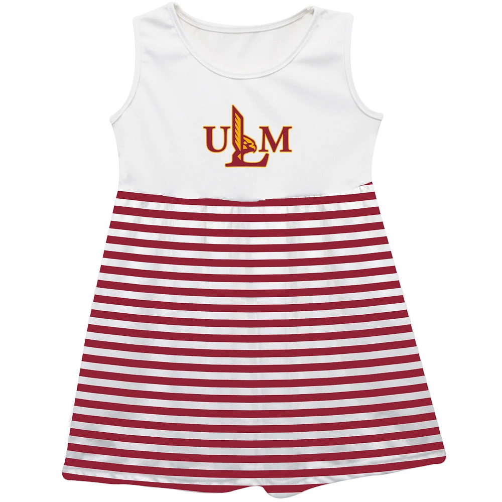 Girls Toddler Vive La Fete Maroon ULM Warhawks Striped Tank Top Dress