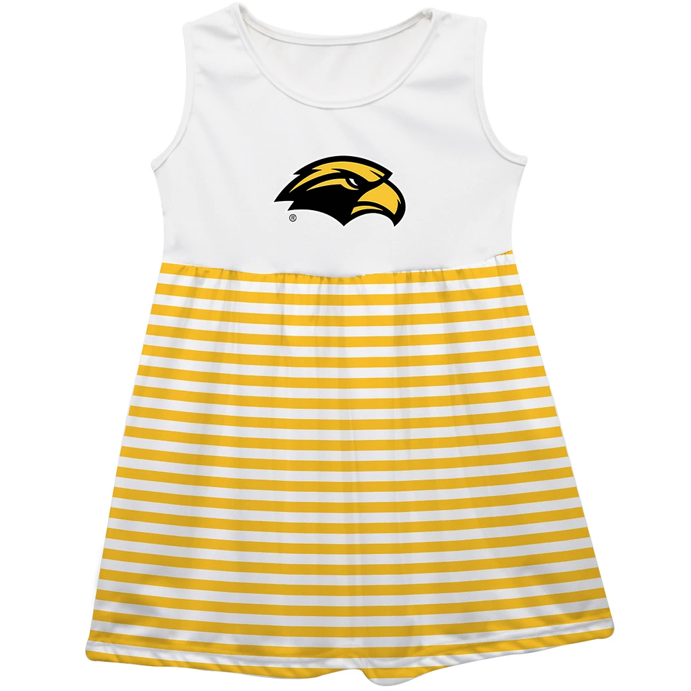 Girls Toddler Vive La Fete Gold Southern Miss Golden Eagles Striped Tank Top Dress