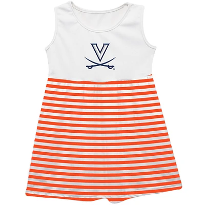 Girls Toddler Vive La Fete  Orange Virginia Cavaliers Striped Tank Top Dress