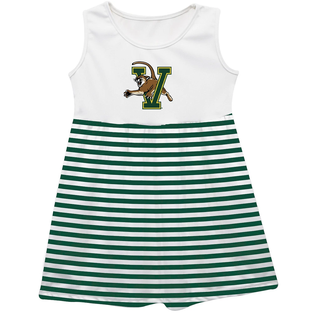 Girls Toddler Vive La Fete Green Vermont Catamounts Striped Tank Top Dress