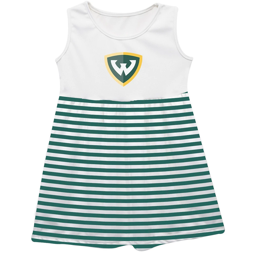 Girls Toddler Vive La Fete Green Wayne State Warriors Striped Tank Top Dress