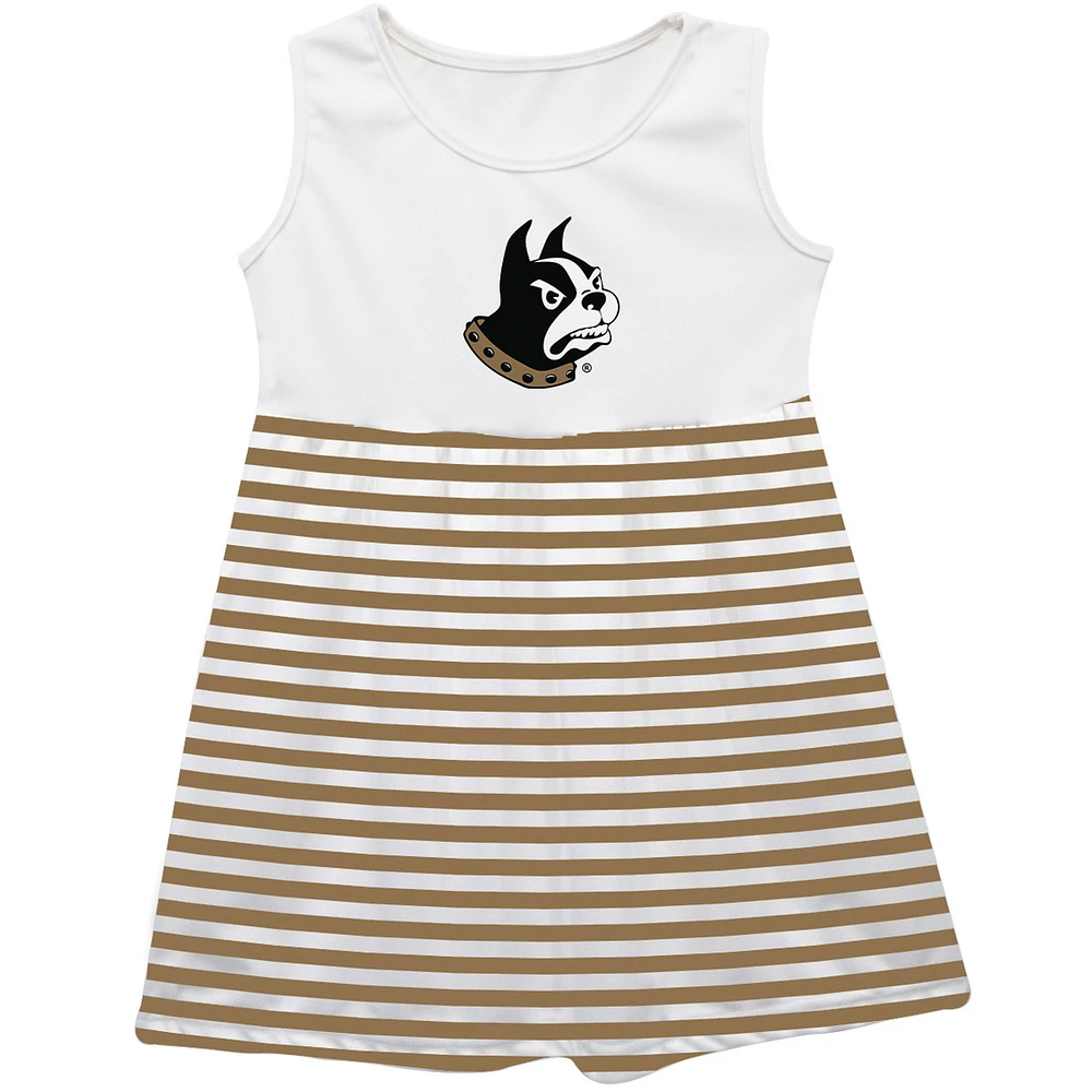 Girls Toddler Vive La Fete Gold Wofford Terriers Striped Tank Top Dress