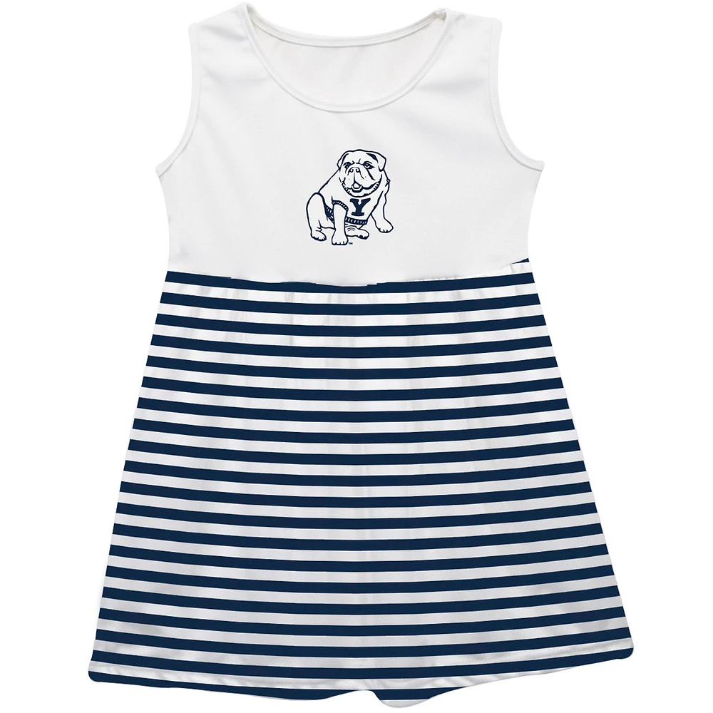Girls Toddler Vive La Fete Navy Yale Bulldogs Striped Tank Top Dress