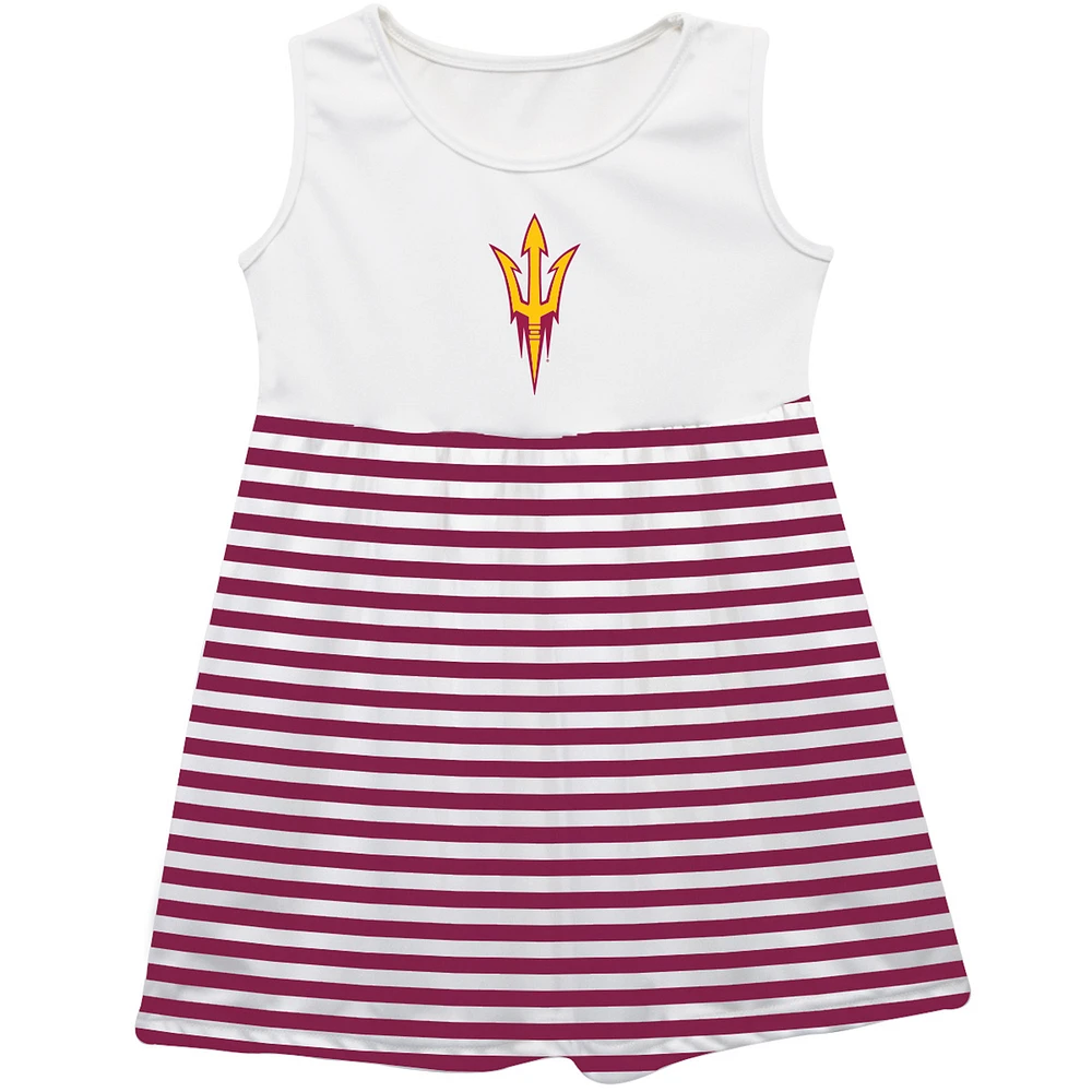 Girls Youth Vive La Fete Maroon Arizona State Sun Devils Striped Tank Top Dress