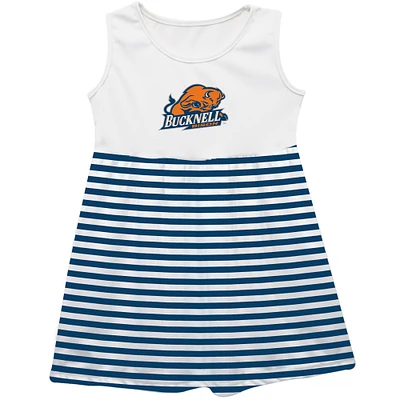 Girls Youth Vive La Fete  Blue Bucknell Bison Striped Tank Top Dress