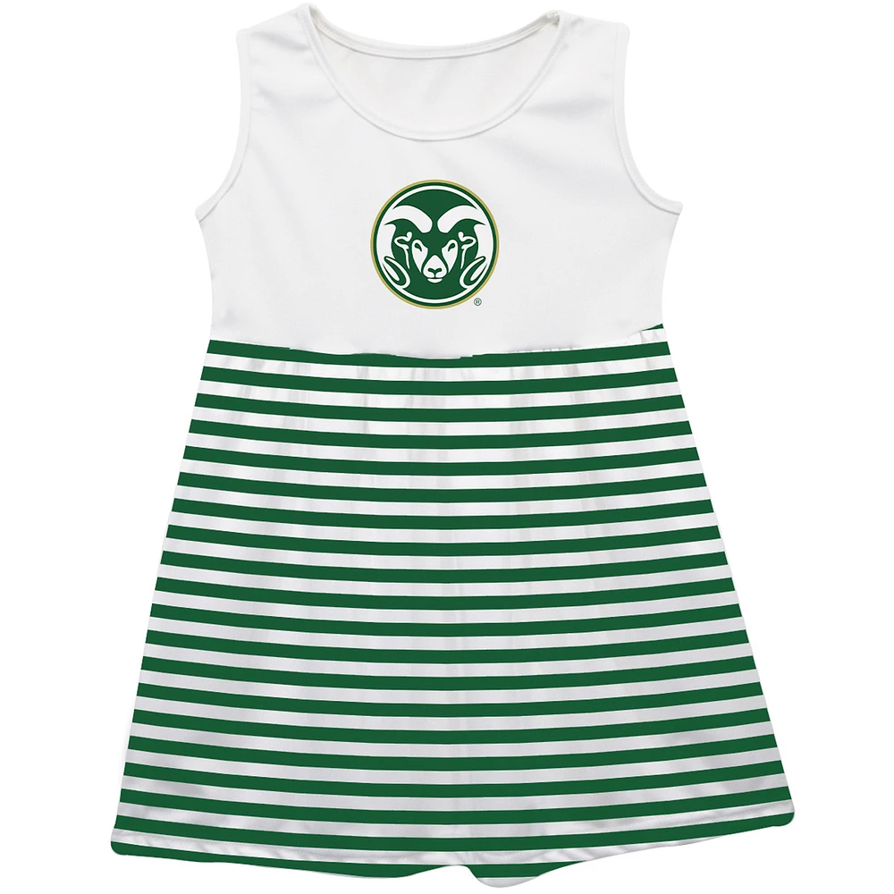 Girls Youth Vive La Fete Green Colorado State Rams Striped Tank Top Dress